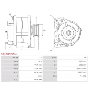 Alternateur 12V 110A Cargo UD02010A 113652