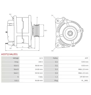 Alternateur 12V 140A Nissan UD816193 DRA1869