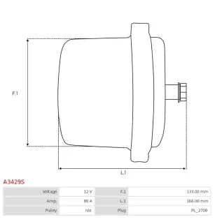 Alternateur 12V 80Amp  AS-PL A3429S, UD16498A, CARGO 113991, DELCO DRA0409, DEUTZ 01179896