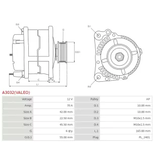 Alternateur 12V 70A Bosch 0986049370 113405
