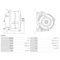 Alternateur 12V 125Amp AS-PL A3035, UD02599A, BOSCH 0986049810, NISSAN 23100-00Q1A, 23100-00QAL