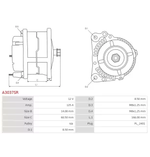 Alternateur 12V 125A Bosch 0986045241 F000BL0787