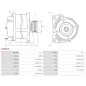 Alternateur 12V 120Amp AS-PL UD100773A, CARGO 114450, ISKRA / LETRIKA 11.203.302, 11.203.714, 11.204.327
