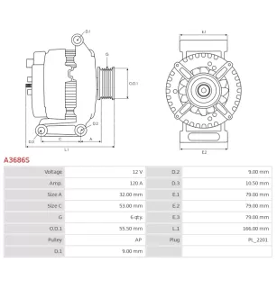 Alternateur 12V 120A Delco UD30062A DRA1679
