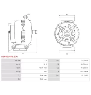 Alternateur 12V 90A Renault UD809262 7701473735