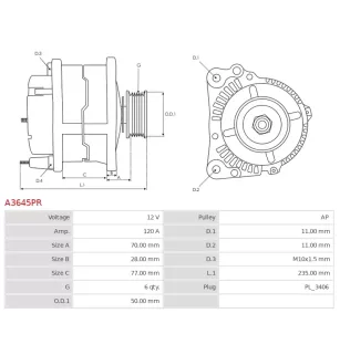 Alternateur 12V 120A 12311432979 12311432980