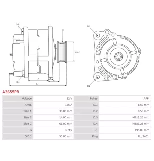 Alternateur 12V 125A Magneti Marelli 0986082600 113862
