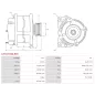 Alternateur 12V 120Amp AS-PL UD809215(VALEO)A, CARGO 114896, CASE 47744887, 87652089, 87755553
