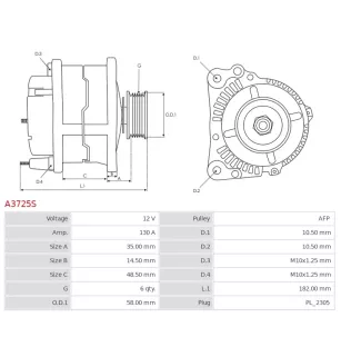 Alternateur 12V 130A Valeo UD21575A 37300-2M420