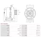 Alternateur 12V 80Amp AS-PL UD816329(VALEO)A, PEUGEOT 5702-J3, 5705-KQ, VALEO 440788, 443265