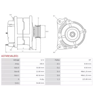 Alternateur 12V 240A Nissan UD820839 2310A-00Q0B