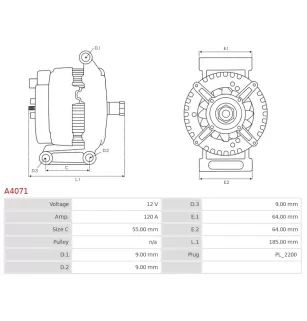 Alternateur 12V 120A Denso A4071 114754