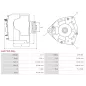 Alternateur 12V 120Amp AS-PL UD804961(DENSO)A, BOSCH 0124425100, 0986049530, CARGO 114204, DELCO DA1399