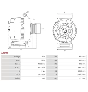 Alternateur 12V 120A Bosch 0986083250 115578