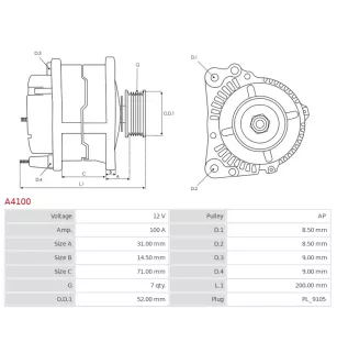 Alternateur 12V 100A Magneti Marelli 112025 DAN020