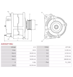 Alternateur 12V 120A Bosch 0986049400 113336