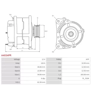 Alternateur 12V 120A Bosch 0986049400 113336