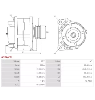 Alternateur 12V 100A Bosch 0986049940 DA5203