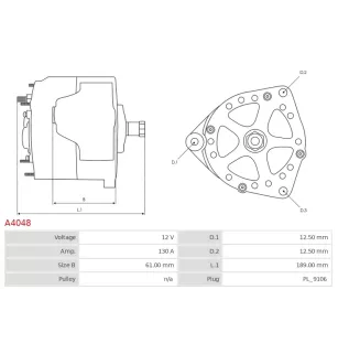 Alternateur 12V 130A Bosch A4048 0986048801