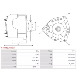 Alternateur 12V 130A Bosch 0986048801 113904
