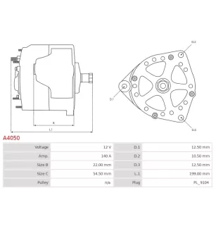 Alternateur 12V 140A Denso A4050 111035