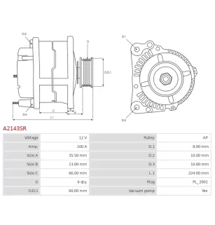 Alternateur 12V 100A Bosch 0986048320 113956
