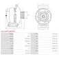 Alternateur 12V 100Amp AS-PL UD100130(MITSUBISHI)A, DELCO DRA1284, MAZDA LF8J, LF8J-18-300, MITSUBISHI A002TJ0791