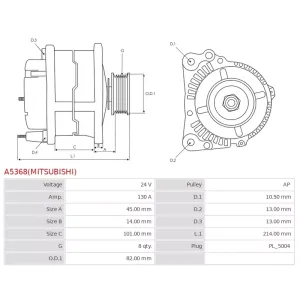 Alternateur 24V 130A Delco 114846 19091006