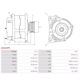 Alternateur 12V 120A Bosch 0986049171 113922