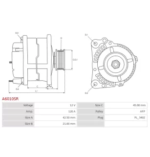 Alternateur 12V 120A Bosch 0986049171 113922