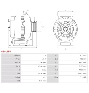 Alternateur 12V 120A Bosch 0986081700 114065