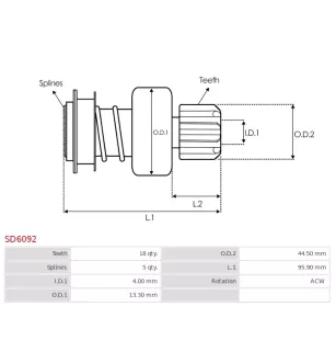 Pignon / starter launcher for Denso 2280009901, 2280009902, 42800006