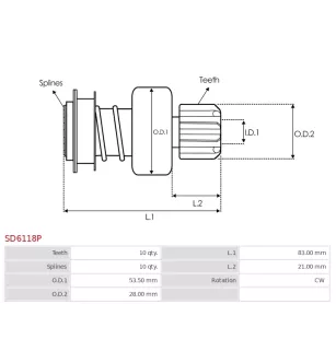Pignon / lanceur démarreur pour DENSO SDV32680