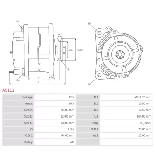 Alternateur 12V 50A Delco UD30015A DRA0281