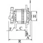 Altérnateur 14V 120Amp Poong Sung 02131-9110, 02131-9111, 02131-9112, 02131-9113, 02131-9310