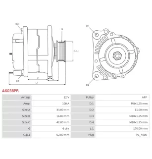 Alternateur 12V 100A Bosch 0986082020 113972