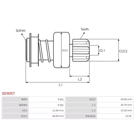 Pignon / lanceur démarreur pour MERCURY MARINE 508303081, 50830308T, 50852570, 50852570T, 50854636