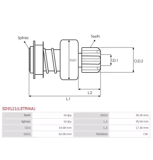 Pignon / lanceur démarreur pour MAHLE MS228, MS267, MS268, MS273, MS282