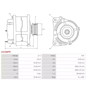 Alternateur 12V 110A Bosch 0986048611 112457