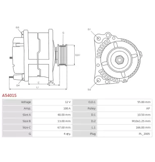 Alternateur 12V 100A Mitsubishi UD18514A FS1E-18-300B