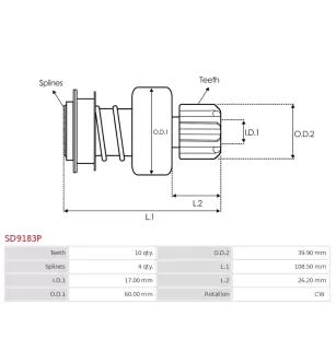 Pignon / lanceur démarreur pour  JOHN DEERE RE43422, SE501418, SE50141