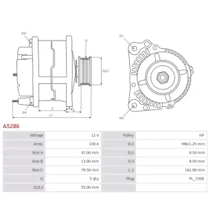 Alternateur 12V 130A Mitsubishi UD11056A DRA1439