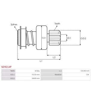 Pignon / lanceur démarreur pour DENSO 4280003490