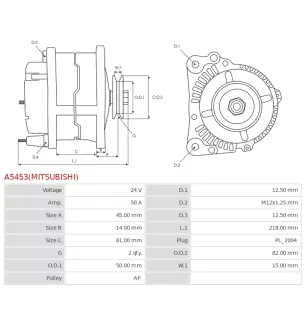 Alternateur 24V 50A Mitsubishi UD102199 UD14577