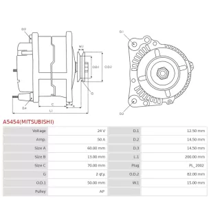 Alternateur 24V 50A Mitsubishi UD14578 1812005300