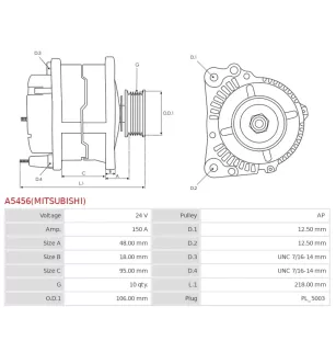 Alternateur 24V 150A Mitsubishi UD14573 UD90336A