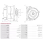 Alternateur 12V 75Amp AS-PL UD19976(MITSUBISHI)A, MITSUBISHI A003TB1579, A003TB1579A, A003TB1579AM, A3TB1579