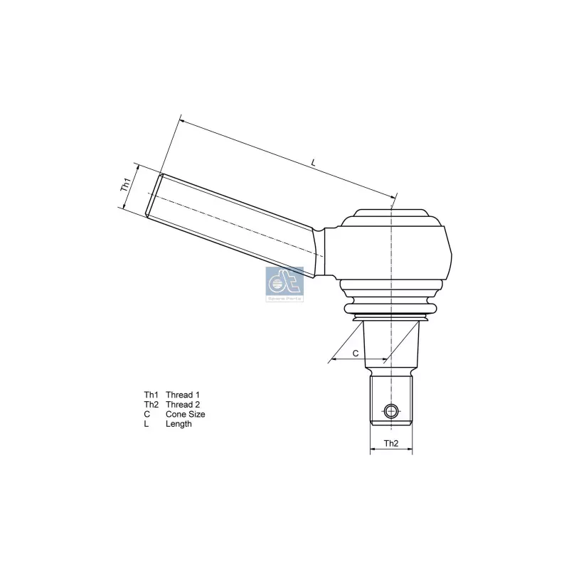 Rotule, filetage à droite, C: 28.6 mm, M30 x 1,5R, L: 145 mm Pour Volvo FL - 81.95301.6292 - 21263974 - 3092189 - 3097228