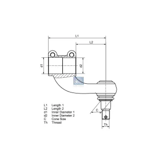 Rotule, filetage à gauche d1: 52.5 mm, C: 28.6 mm, M52 x 1,5L