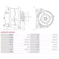 Alternateur 12V 100Amp AS-PL UD14725(MITSUBISHI)A, ISKRA / LETRIKA 11.209.699, AAL5140, IA9534, KUBOTA 1J431-64012